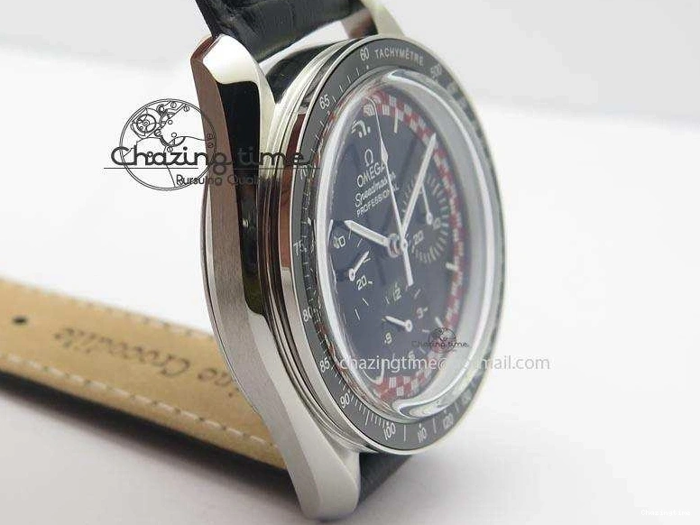 0225 Supportive Speedmaster SS 2013 Pro Racing On Black Leather Strap Manual Winding Chrono Movement 8229